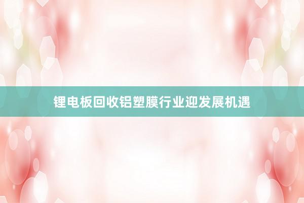 锂电板回收铝塑膜行业迎发展机遇